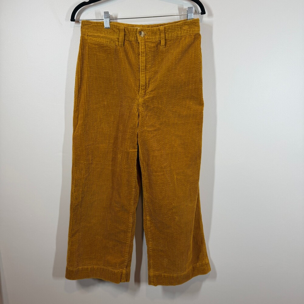 Madewell Slim Emmett Wide-Leg Crop Corduroy Pants Mustard Yellow 28 Minimalist‎